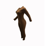 Solid Color Brown Zipper Long Sleeve Bodycon Jumpsuit