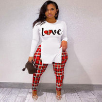Casual Printed Letter Plus Size Two Pieces