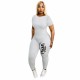 Solid Color Grey Pyrography Crew Neck Short Sleeve Zipper Jumpsuit