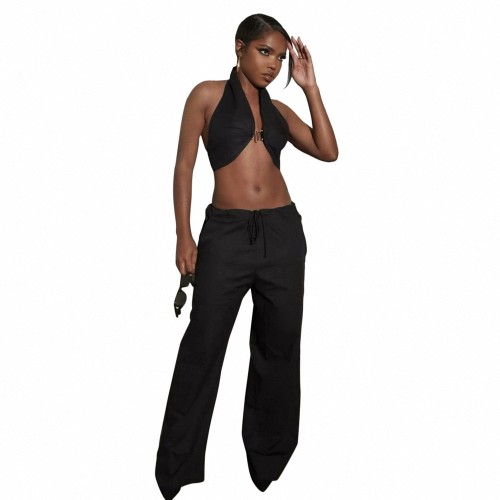 Sexy Halter Crop Top and Trousers