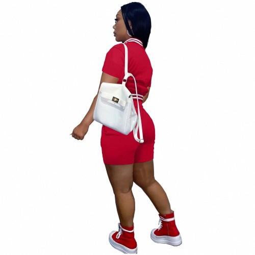 2022 Air Layer Women's Red Jacket Set Summer Short Sleeves Double Layer Threaded Baseball Uniform 2 Pcs