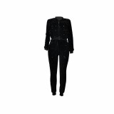 Black Sparkly Sequin Threaded Two Piece Set for Women Fall Winter Sport Suit Zipper Sweatshirts Jacket Top and Pants Tracksuit Clubwear