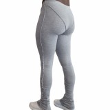Solid Light Grey Tight Stacked Pants