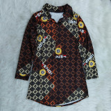 Casual Contrast Panel Printed Shirt