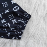 Branded Wrinkled Zipper-Pocket Printed Trousers
