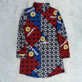 Casual Contrast Panel Printed Shirt