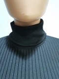 Black Ribbed Turtleneck Long Sleeve Sashes Midi Dress with Belted