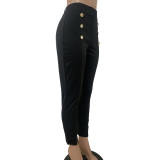 Black Classic Double Breasted Split Trousers
