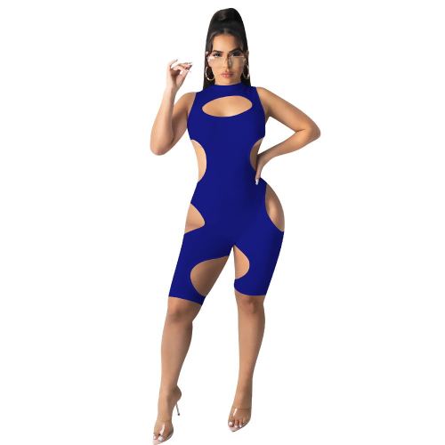 Blue Summer Cut-out Sleeveless Temptation Bodycon Playsuits