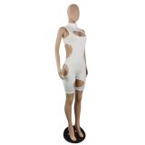White Summer Cut-out Sleeveless Temptation Bodycon Playsuits
