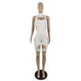 White Summer Cut-out Sleeveless Temptation Bodycon Playsuits