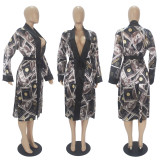Fashion Women's Robes Print Loose Pajamas Bathrobe Bandage Robes Housewear Women's Wear Sleepwear Robes