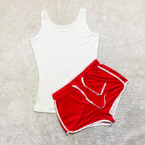 Sexy Solid Color Tank Top Shorts Set Yoga Outfits