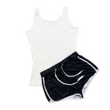 Sexy Solid Color Tank Top Shorts Set Yoga Outfits