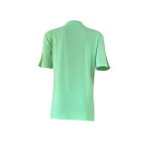 Casual Green Hip Hop Printed Slit Fringe Short Sleeve T-shirt