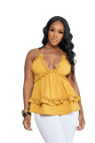 Summer Solid Color Yellow Sexy Straps Camisole