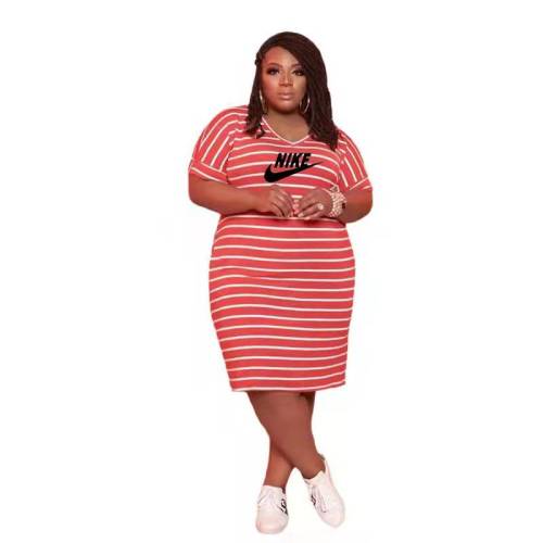 Casual Red Printed Homewear Branded V Neck Short Sleeve Midi Dress