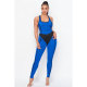 Blue Sexy Sleeveless Backless Hollow Out Jumpsuits