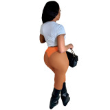 Orange Sexy See Through Leggings Mesh High Waist Nightclub Casual Pants with Panties