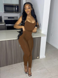 Casual Coffee Mesh Perspective Stitching Sexy Hollow Nightclub Two Piece Set