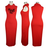 Casual Red Printed Sleeveless Mask Dress Bodycon Nightclub Maxi Boho Dress