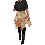 Fashion Irregular Camouflage Bandage Skirt