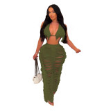 Knitted Tassel Sexy Two Piece Beach Outfits for Women Swimsuit Summer Vacation Matching Sets