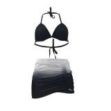 Black Sexy Gradient Bikini Set Halter Three Piece Swimsuit Set