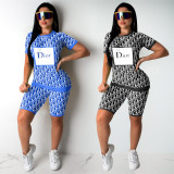 Black Fashion Casual Letter Print Two Piece