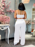 White Sexy Straps Bandage Crop Top Chic 2-Piece Pants Set