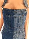 Two Faced Two Toned Overalls Casual Slim Fit Colorblock Jeans With Straps