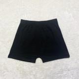 Black Solid Color Ladies Skinny Low Waist Shorts Yoga Pants