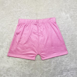 Pink Solid Color Ladies Skinny Low Waist Shorts Yoga Pants