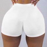 White Solid Color Ladies Skinny Low Waist Shorts Yoga Pants