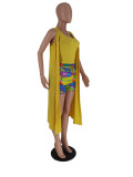 Summer Sleeveless Cardigan Vest Top & Printed Shorts Three Piece Set