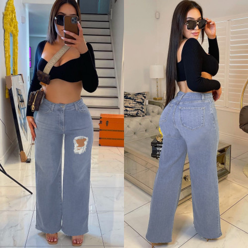 Casual Hole Denim Women Jeans