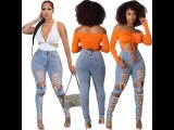 Fashion Eyelet Lace-Up Washed Skinny Sexy Stretch Jeans