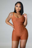 Casual Bandage Sleeveless Backless Casual Sexy Solid Stretch Rompers