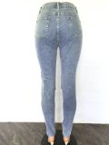 Fashion Eyelet Lace-Up Washed Skinny Sexy Stretch Jeans