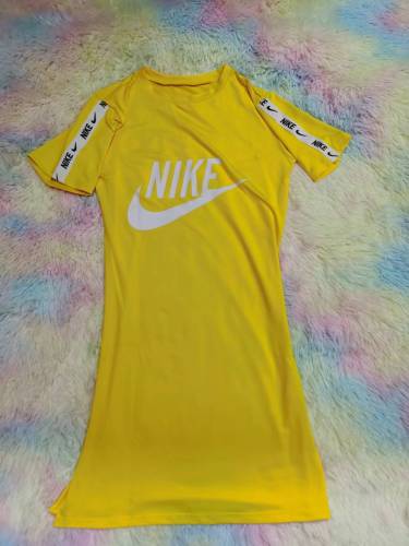 Yellow Casual Letter Print Short Sleeve Club Dress