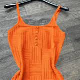 Orange Woven Yarn Straps Nightwear Rompers