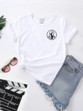 White Casual Cotton Short Sleeve Printed Summer T-shirts