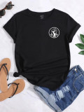 Black Casual Cotton Short Sleeve Printed Summer T-shirts