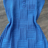 Blue Woven Yarn Straps Nightwear Rompers