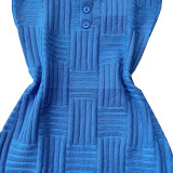 Blue Woven Yarn Straps Nightwear Rompers