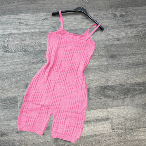 Pink Woven Yarn Straps Nightwear Rompers