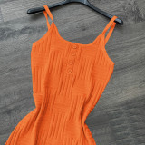 Orange Woven Yarn Straps Nightwear Rompers