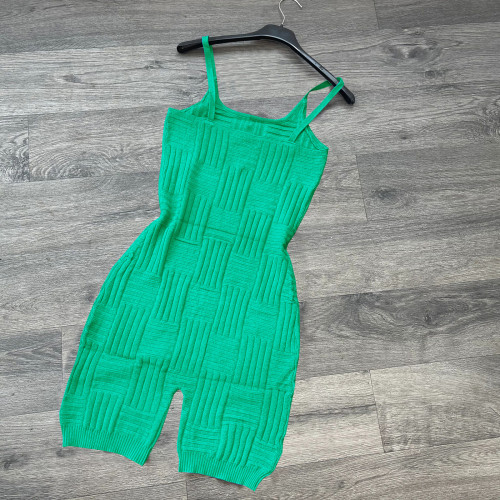 Green Woven Yarn Straps Nightwear Rompers