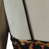 Women's Spaghetti Strap Dress Bodycon Sexy Sleeveless Leopard Print Maxi Long Club Dresses