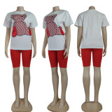 Casual Digital Printed Short Sleeve Shorts Set